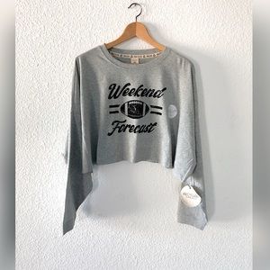 BRAND NEW | RECYCLED THREADS | WOMENS | LONG SLEEVE | CROP TEE | GREY